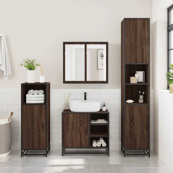 vidaXL Set Mobili da Bagno 2 pz Rovere Marrone in Legno Multistrato