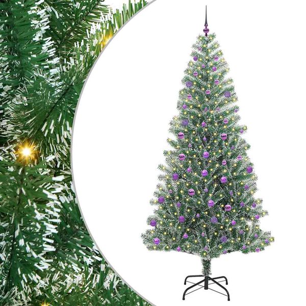 vidaXL Albero di Natale Artificiale Imbiancato con Luci LED 240 cm