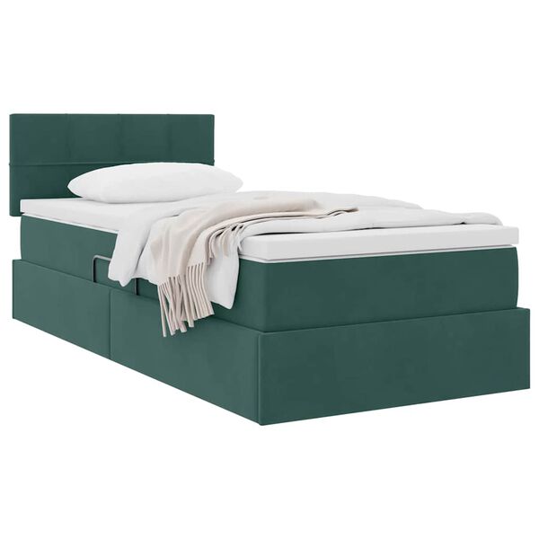 vidaXL Letto con Contenitore Verde Scuro 90 x 200 cm Velluto