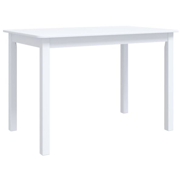 vidaXL Tavolo da Pranzo Bianco 114x71x75cm in Legno Massello di Hevea