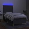 vidaXL Letto a Molle Materasso e LED Grigio Scuro 90x200 cm in Tessuto