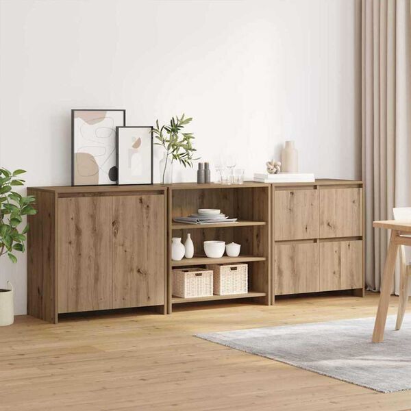 vidaXL Credenza con cassetto 3 pcs Rovere artigianale 70 x 41 x 75 cm