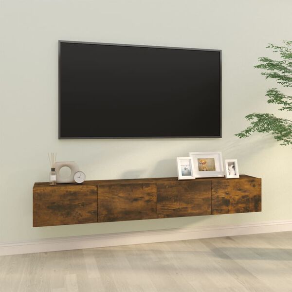 vidaXL Mobili TV Parete 2pz Rovere Fumo 100x30x30 cm Legno Multistrato