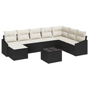 vidaXL Set di divani con cuscino 9 pcs Nero polyrattan