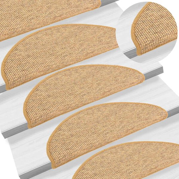 vidaXL Tappetini per scale 15 pz 65x21x4 cm Sisal Semicircolari Grandi