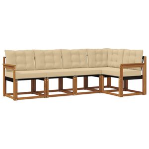 vidaXL Set di divani da esterno 5 pz Naturale e Beige