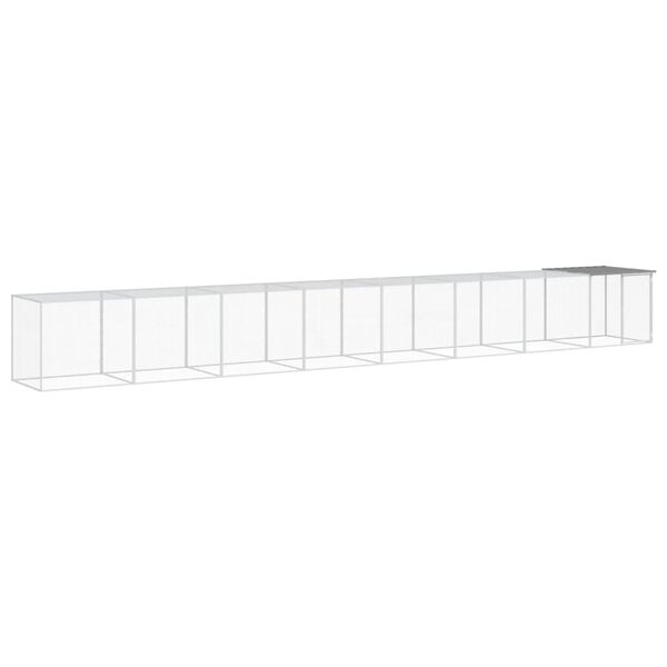 vidaXL Gabbia Polli Tetto Grigio Chiaro 803x98x90 cm Acciaio Zincato