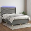 vidaXL Letto a Molle Materasso e LED Grigio Scuro 140x200cm in Tessuto