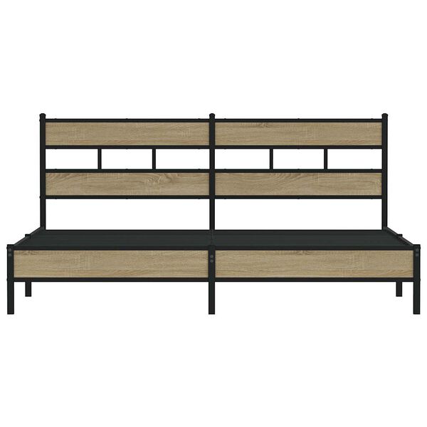 vidaXL Giroletto senza Materaso in Metallo Rovere Sonoma 193x203 cm