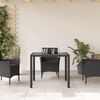 vidaXL Tavolo da Giardino Piano in Vetro Nero 90x90x75 cm Polyrattan
