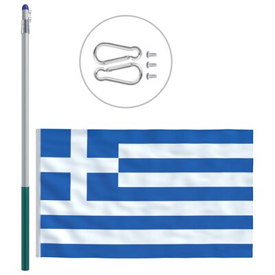 vidaXL Bandiera della Grecia con Pennone in Alluminio 6 m