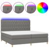 vidaXL Letto a Molle Materasso e LED Grigio Scuro 200x200cm in Tessuto
