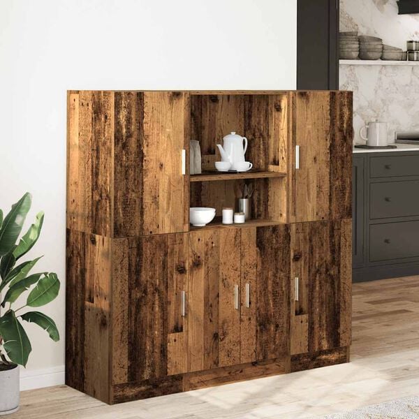 vidaXL Set di Mobili da Cucina 3 pz Legno Antico in Truciolato