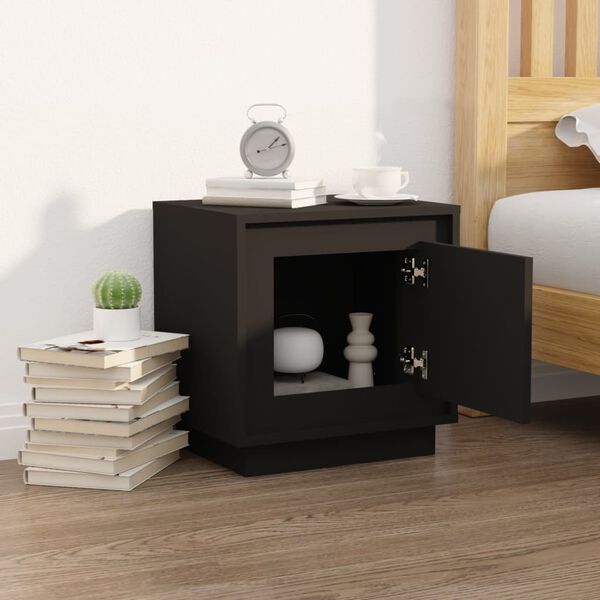 vidaXL Comodino Nero 44x35x45 cm in Legno Multistrato
