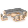 vidaXL Set Salotto Giardino 10pz Cuscini Antracite Legno Massello Pino