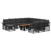 vidaXL Set Divano da Giardino 13 pz Nero e Grigio scuro polyrattan