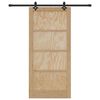 vidaXL Porta scorrevole Naturale e Nero 93 x 202 cm Pino massello