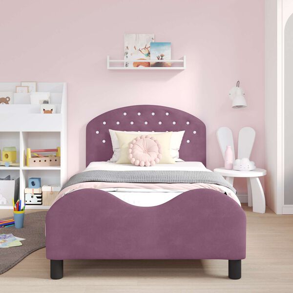 vidaXL Struttura letto bambini con testata Viola 90 x 200 cm Velluto