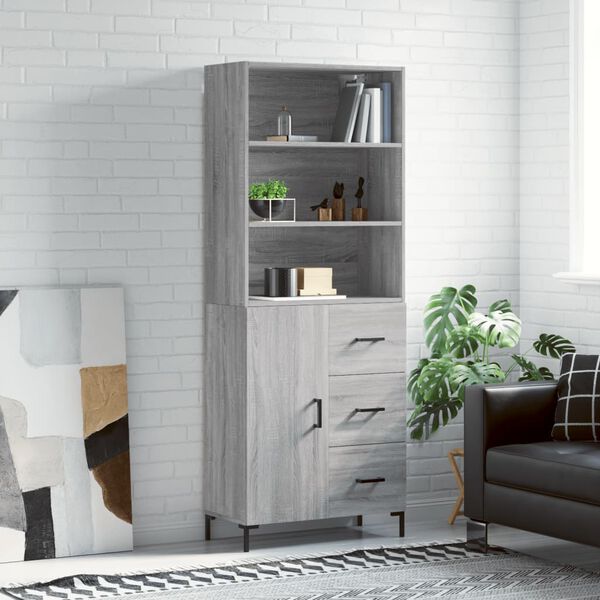 vidaXL Credenza Grigio Sonoma 69,5x34x180 cm in Legno Multistrato