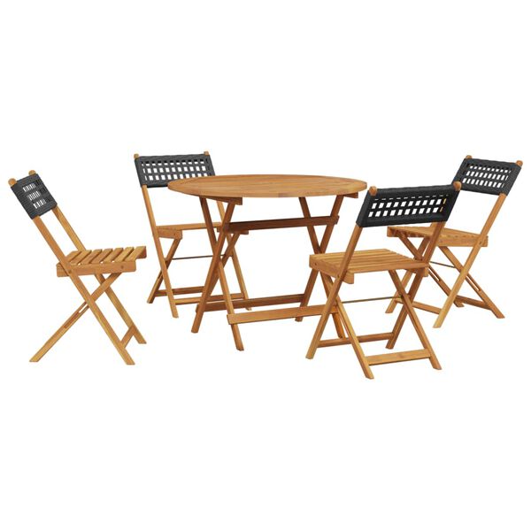 vidaXL Set da Pranzo per Giardino 5pz Nero Polyrattan e Legno Massello