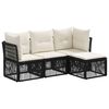 vidaXL Set Divano da Giardino 4 pcs Nero polyrattan