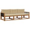vidaXL Set di divani da esterno con cuscino 3 pcs Naturale e Beige