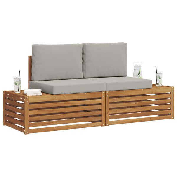vidaXL Set di divani da esterno 2 Pezzo Grigio Naturale e Chiaro