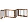 vidaXL Cancello per cani pieghevole con supporti 4 pcs Rovere Fumo