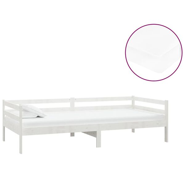 vidaXL Divano Letto con Materasso 90x200 cm Bianco in Legno di Pino