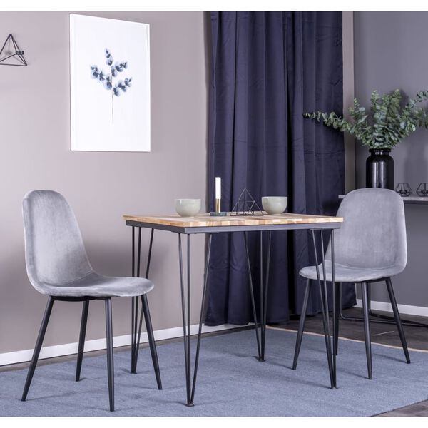 Venture Home Sedie da Pranzo 2 pz Polar in Velluto Grigio e Nero