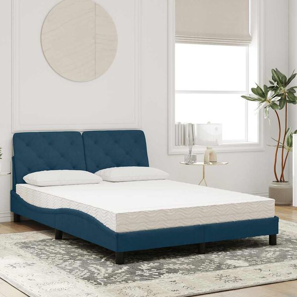 vidaXL Letto con Materasso Blu 140x200 cm in Velluto