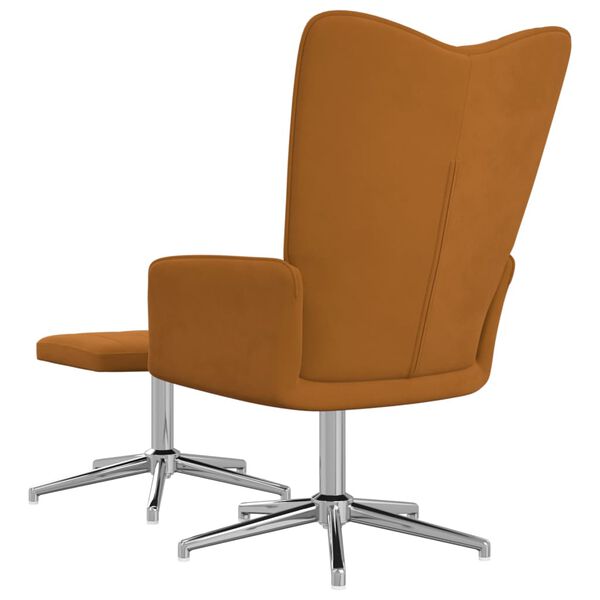 vidaXL Poltrona Relax con Poggiapiedi Marrone in Velluto