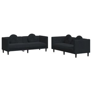 vidaXL Set di Divani 2 pz con Cuscini Nero in Velluto