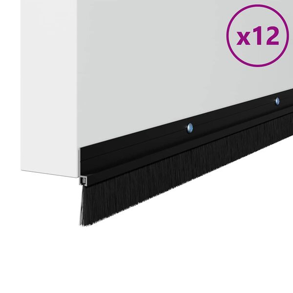 vidaXL Spazzole per porte a vite 12 pcs Nero 100 cm Lega di alluminio