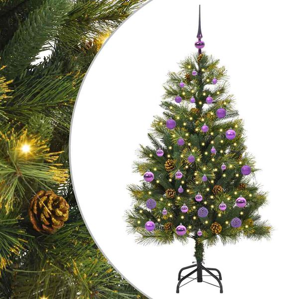 vidaXL Albero di Natale artificiale pieghevole con coni Verde 150 cm