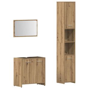 vidaXL Set Mobili da Bagno 3 pz Rovere Artigianale Legno Multistrato