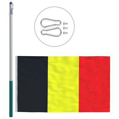vidaXL Bandiera del Belgio con Pennone in Alluminio 6 m