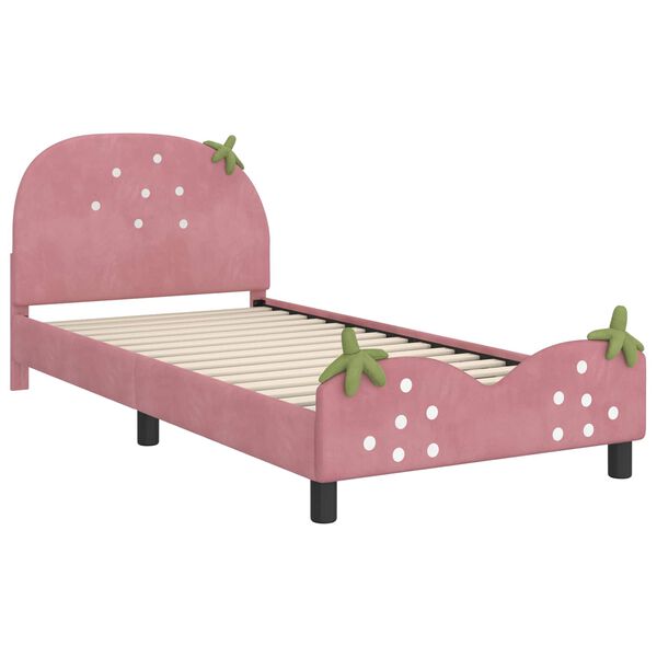 vidaXL Struttura letto bambini con testata Rosa 90 x 190 cm Velluto