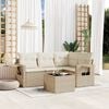 vidaXL Set Divano da Giardino 5 pz con Cuscini Beige in Polyrattan