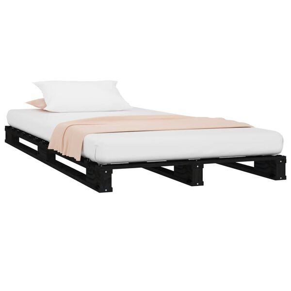 vidaXL Letto a Pallet Nero 75x190 cm Small Single Legno di Pino