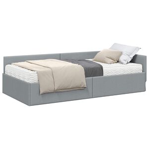 vidaXL Struttura Letto Angolare con Materasso 2 pcs Grigio chiaro