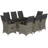 vidaXL Set Bistr&ograve; da Giardino 9 pz con Cuscini in Polyrattan Grigio