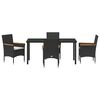 vidaXL Set da Pranzo per Giardino con cuscino 5 pcs Nero polyrattan