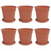 vidaXL Vasi per Piante 6 pcs Rosso Mattone &Oslash; 17 x 14 cm Plastica