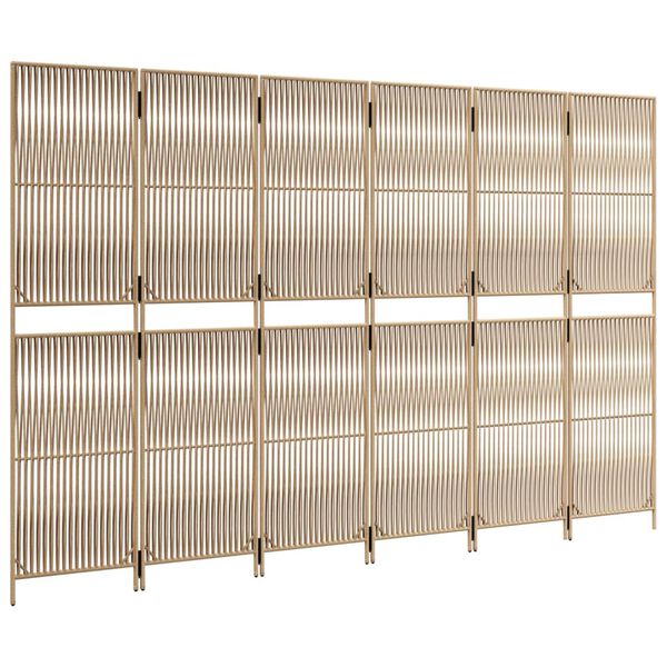 vidaXL Divisorio per Ambienti a 6 Pannelli Beige in Polyrattan