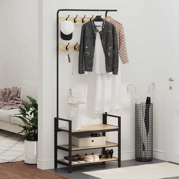 vidaXL Appendiabiti Rovere Sonoma 75 x 34 x 184 cm Legno multistrato