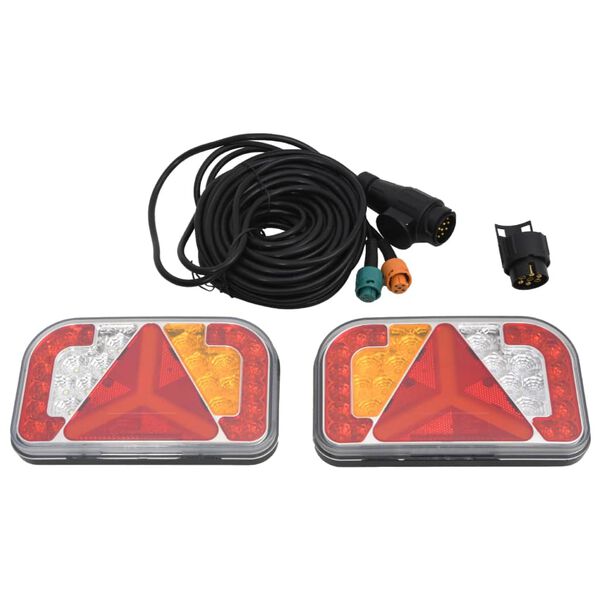 vidaXL Luci Rimorchio 2 pz Rosso 24x5x14,5 cm 12V Lampadina LED