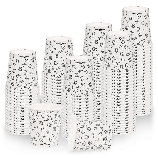 vidaXL Bicchieri di Carta da Caff&egrave; 200 ml 100 pz Bianchi e Neri