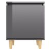 vidaXL Comodino con Gambe in Legno Massello Grigio Lucido 40x30x50 cm