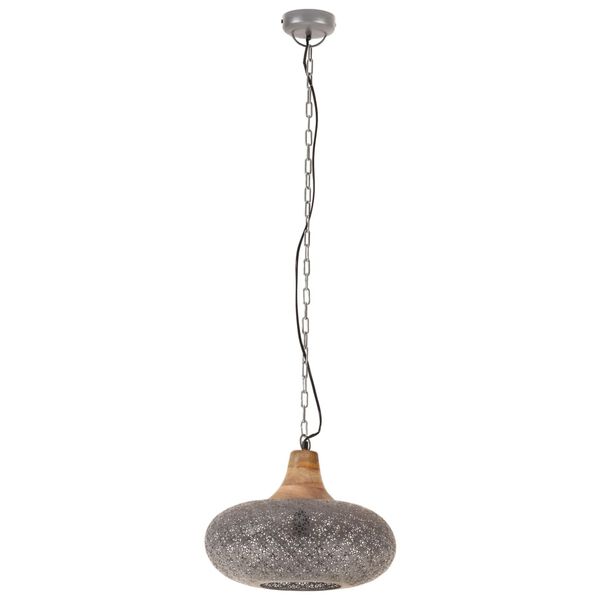 vidaXL Lampadario Industriale Grigio Ferro e Legno Massello 40 cm E27